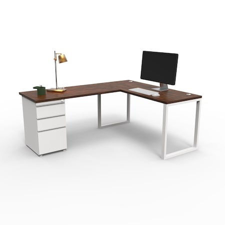 We'Re It Connect It L-Shaped Desk, 77 in D X 30 in H, 60 in W X Thermally Fused Laminate DI60304824L1BBF-WH-WNB